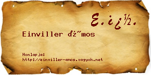 Einviller Ámos névjegykártya